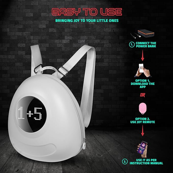 Hookaba: GlowBuddy LED Eyes Kids Backpack,Waterproof IPX5 Premium PU 13 Ltr Capacity For Kids - Multicolor