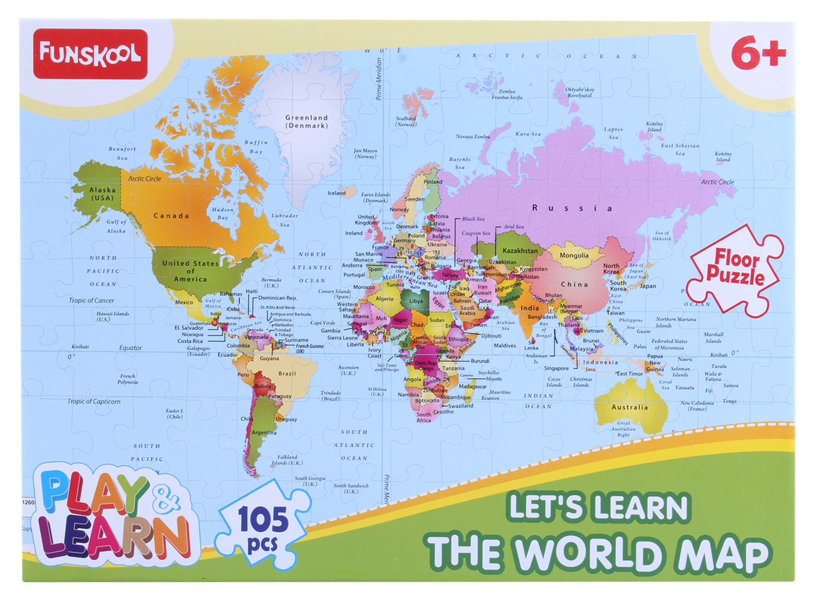 Funskool World Map Puzzles - 105 Pieces – Kidsinfy.in