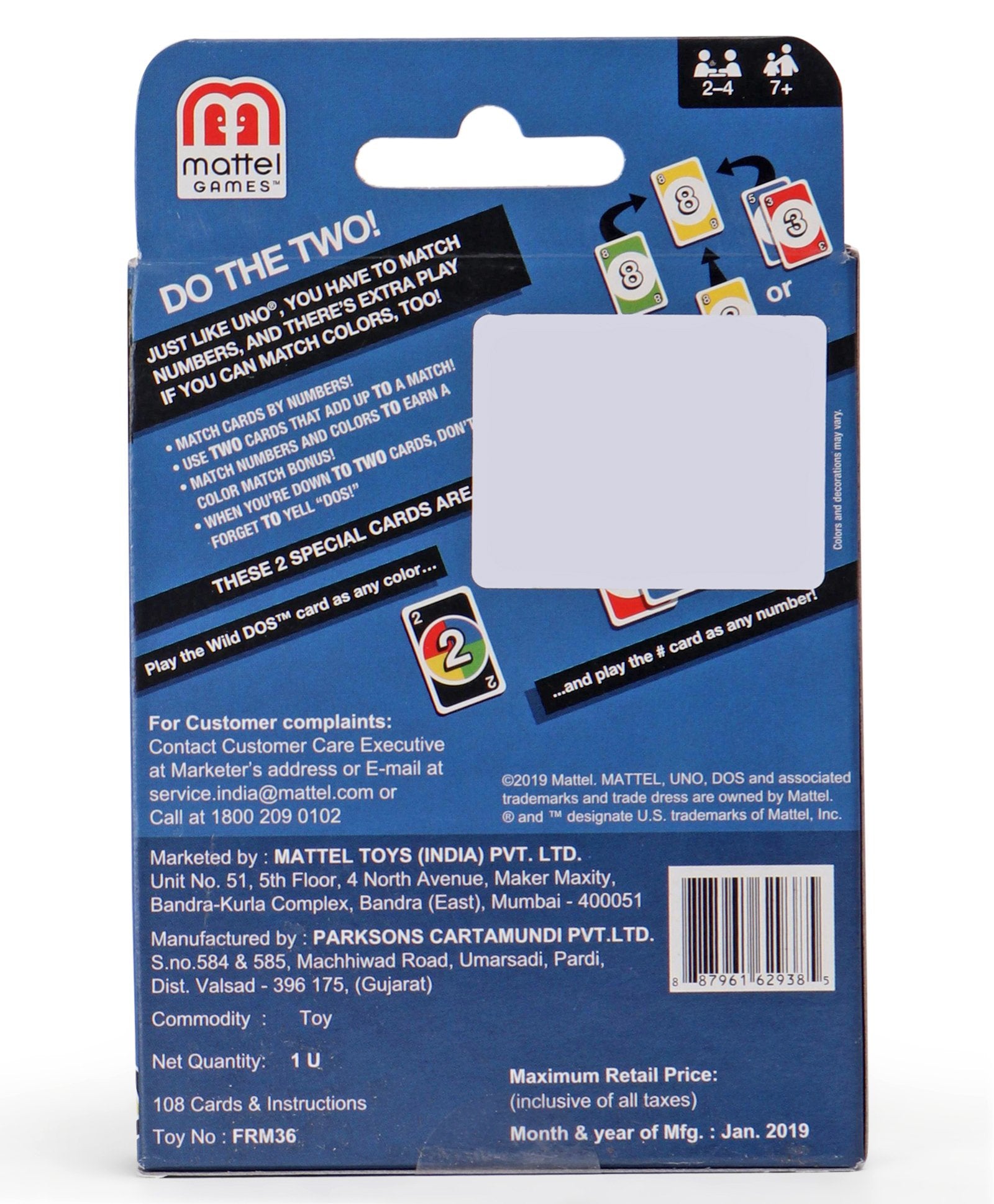 Mattel UNO DOS Card Game With Customizable Cards - Multicolor