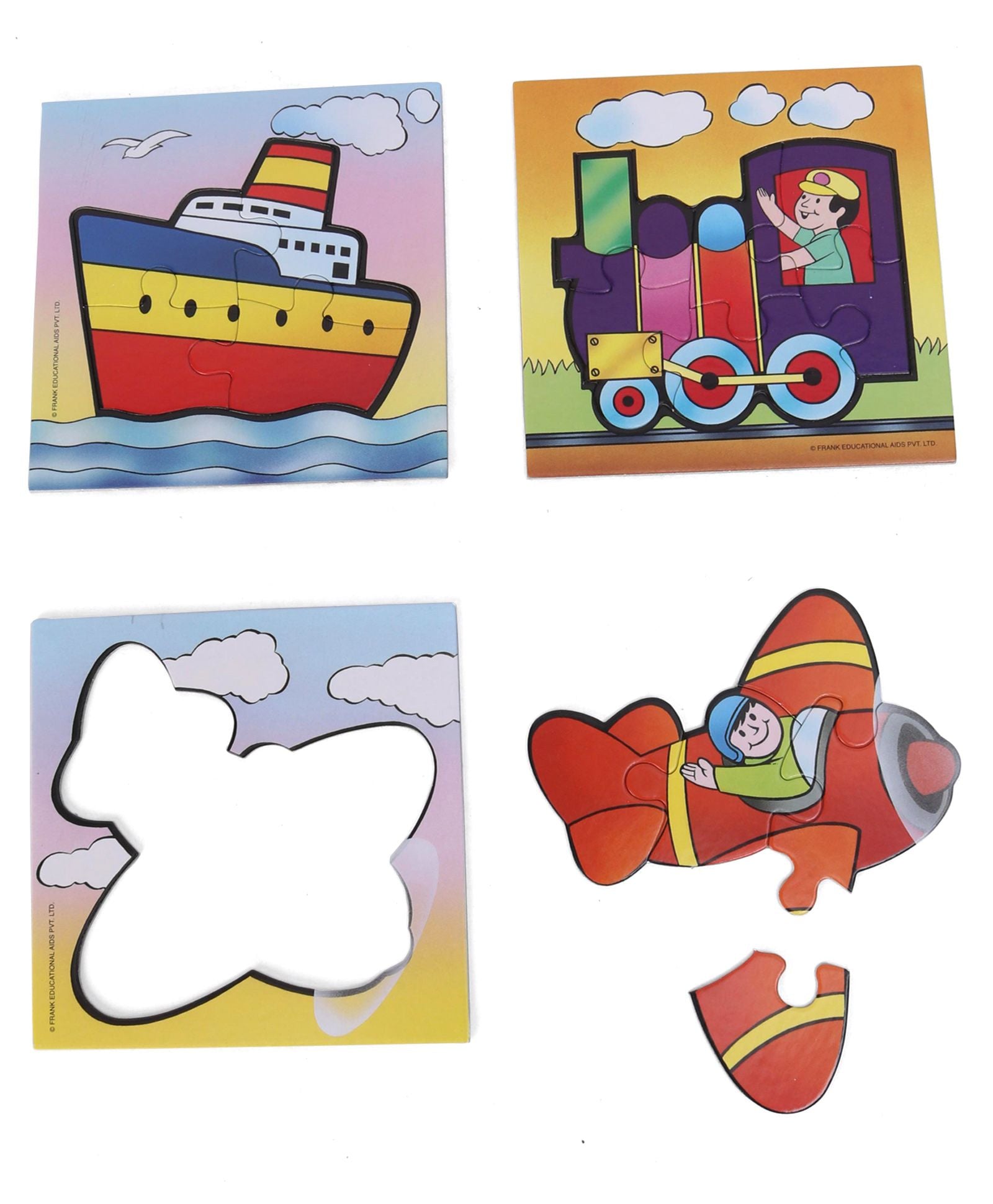 Frank Play and Learn Travel Time Jigsaw Puzzle Multicolor Set of 3 - 15 Pieces