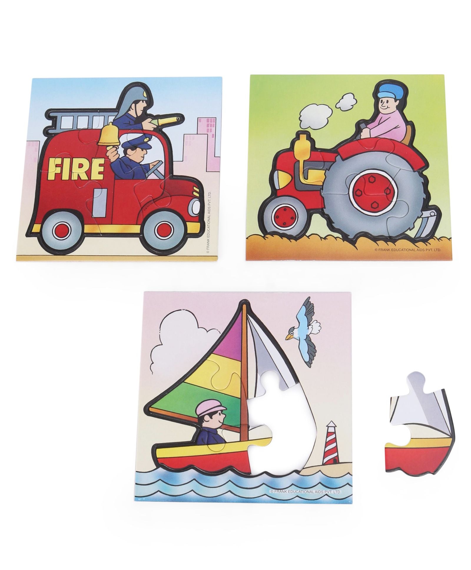 Frank Transport Jigsaw Puzzle Set of 3 Multicolor - 15 Pieces