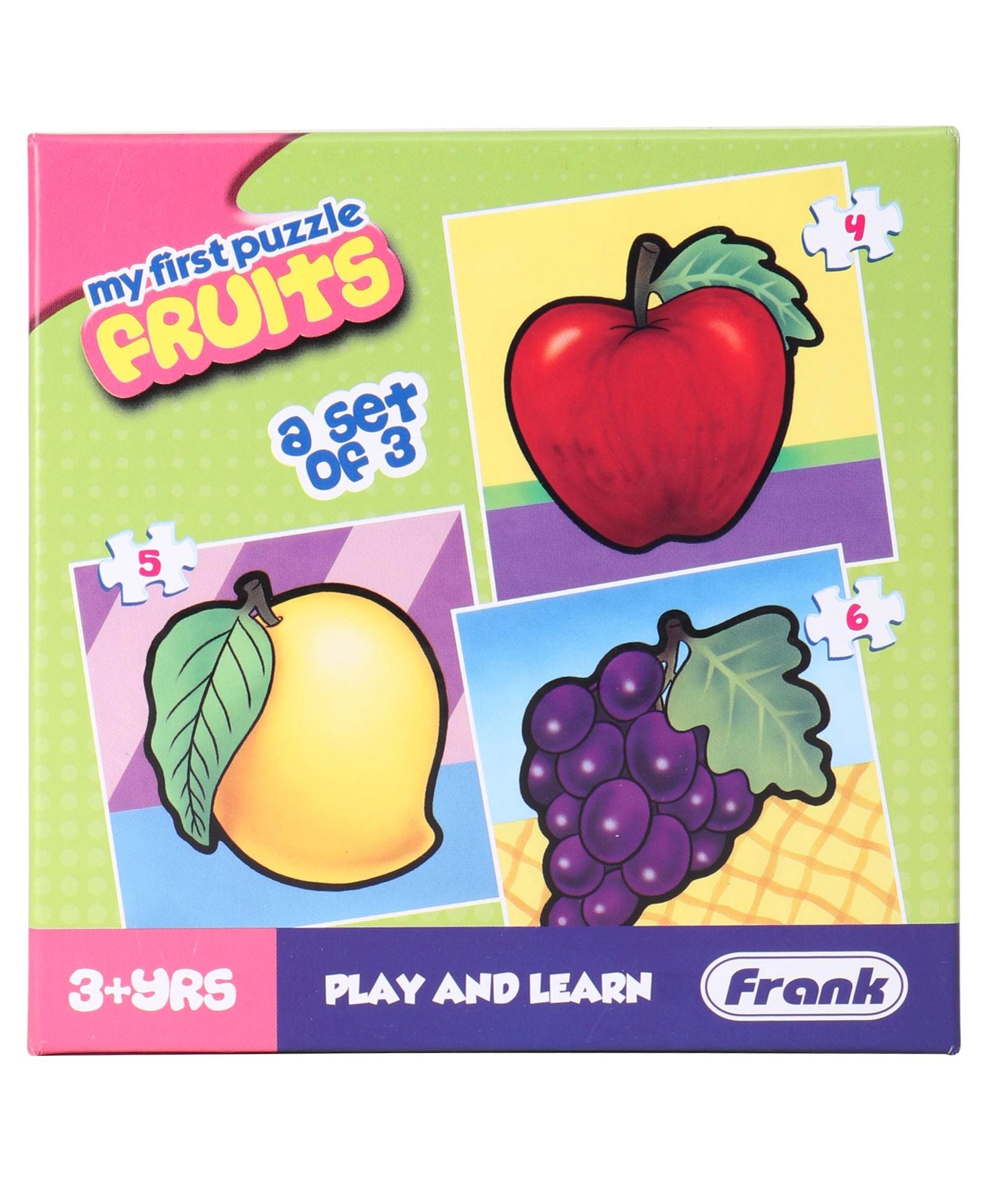 Frank Fruits Jigsaw Puzzle Set of 3 Multicolour - 15 Pieces