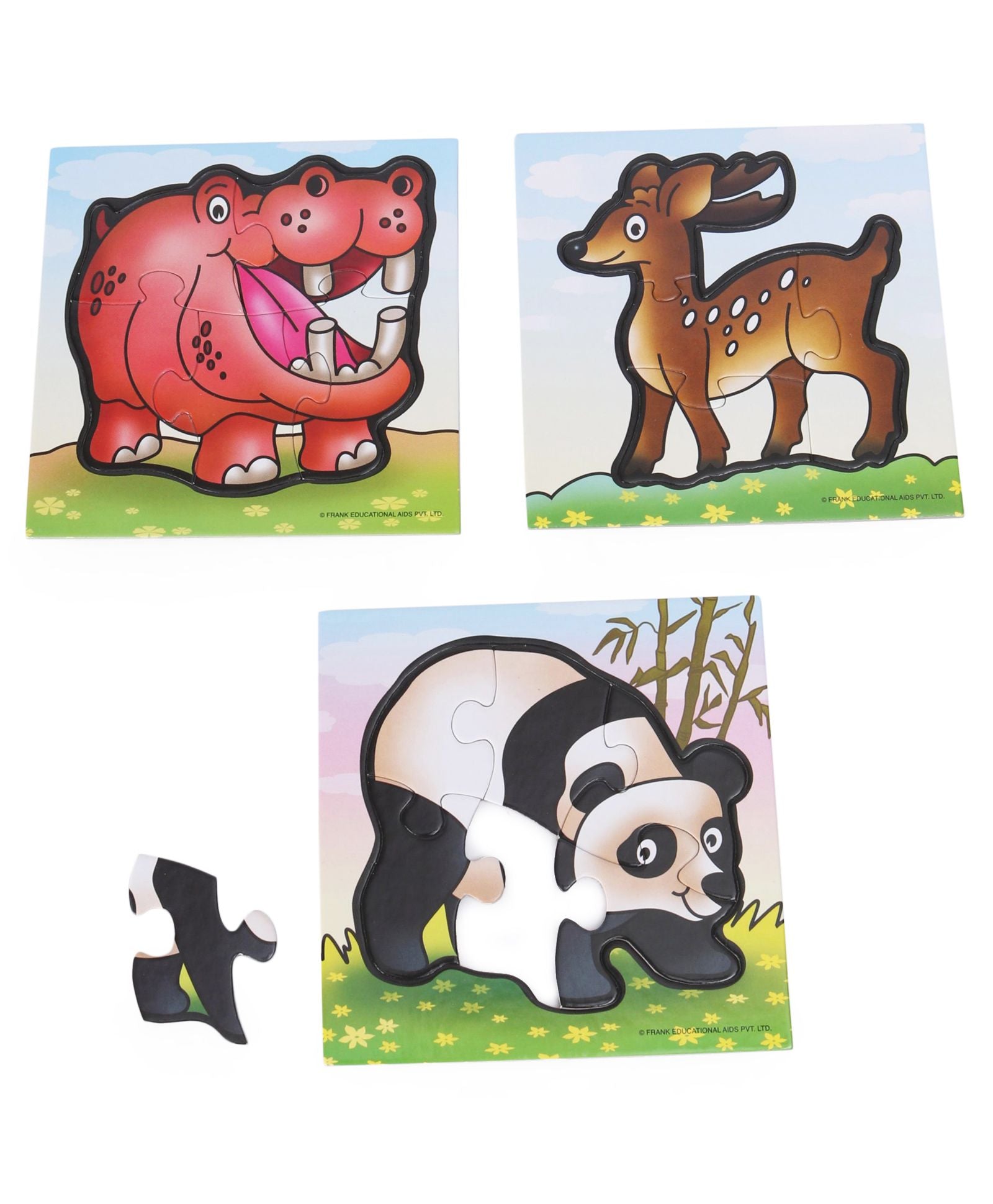 Frank Wild Animals Puzzle Set of 3 Multicolor - 15 Pieces