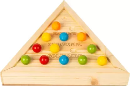 Ratnas Colourful Solitaire Wooden Board Colorful Marble Board Game - Multicolor