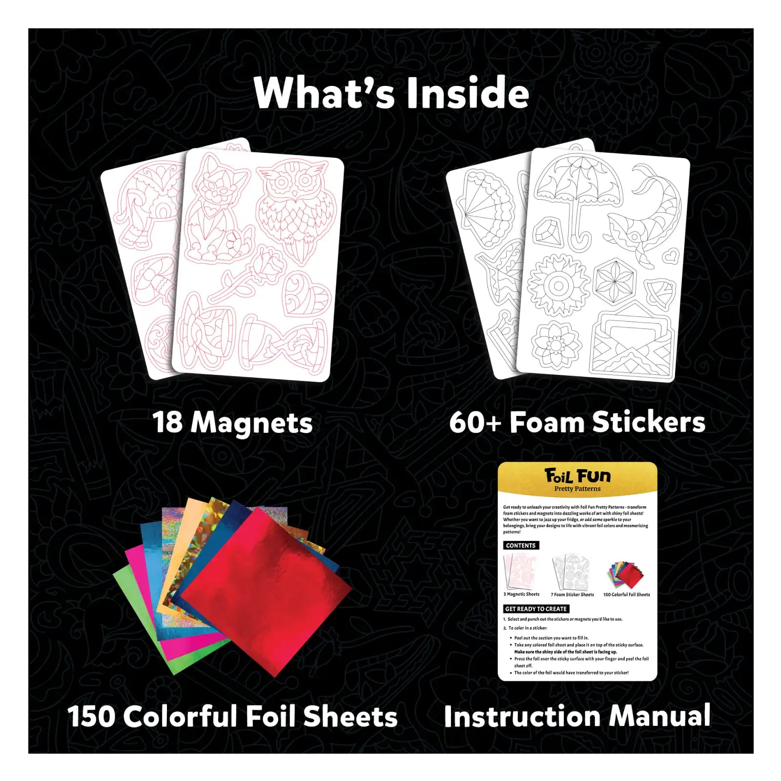 Skillmatics Foil Fun Foil Fun Pretty Patterns | No Mess Art Kit | Ages 7+| Multicolor