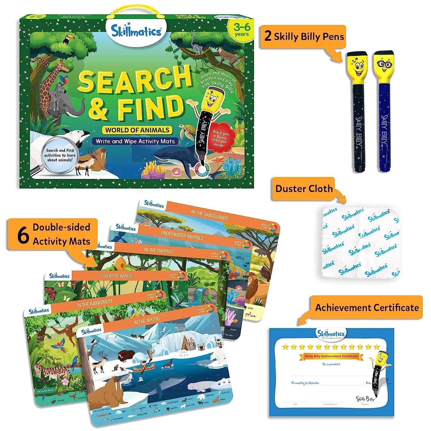 Skillmatics Search And Find Animals, Activity Mats for kids