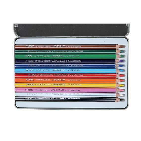 Doms 12 Shades Super Soft Color Pencils Flat Tin Box - Multicolor - Pack of 3 Pcs