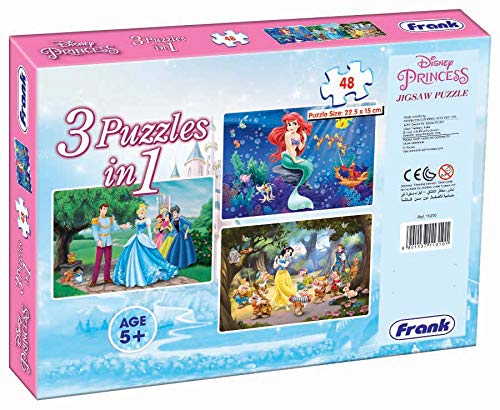 Frank Disney Princess Puzzles - 48 Pieces 3 in 1 Jigsaw Puzzles for Kids - Multicolor
