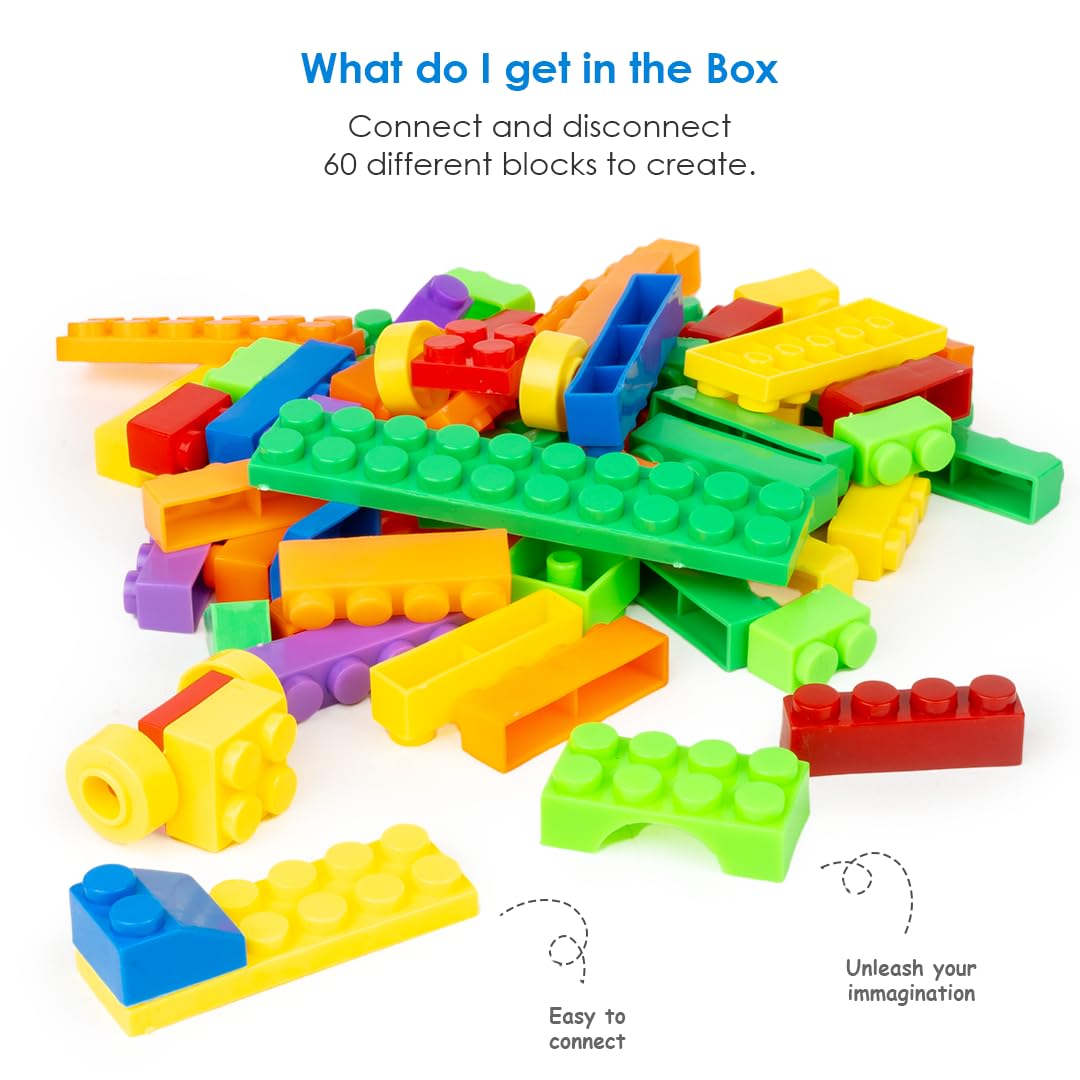 Ratna's Sky Fighter Junior Colorful Interlocking Blocks 60 pcs for Kids Ages 3+