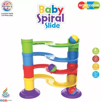 Ratnas Baby Spiral Slide Rainbow Roller Ball Drop | Multicolor