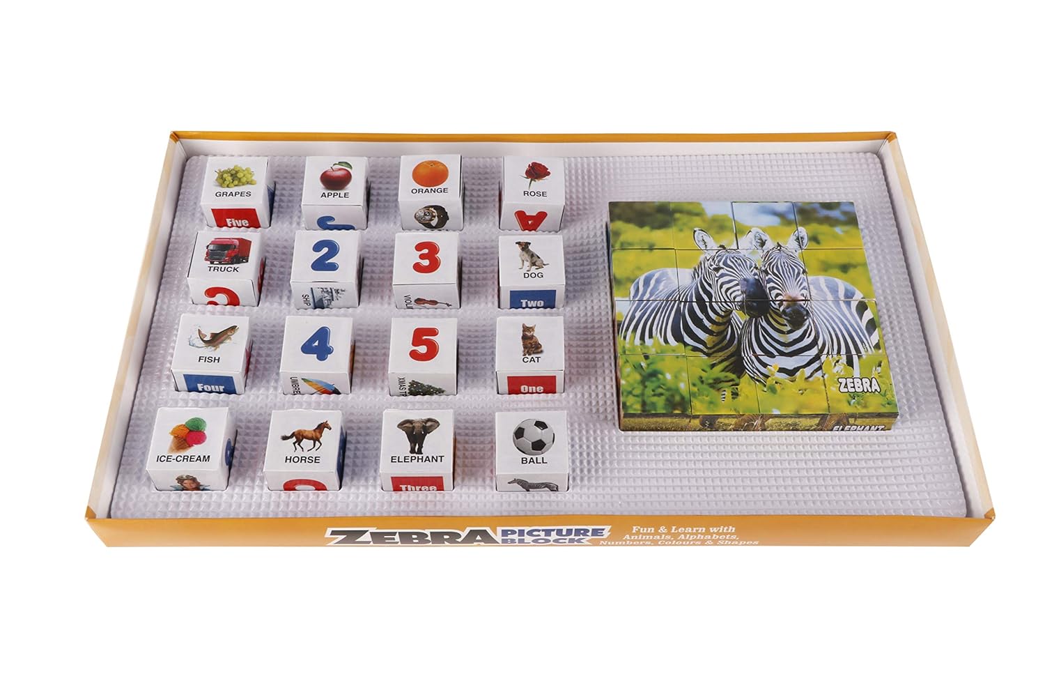 Ratna's Educational Zebra Animal Blocks for Kids to Enhance Their knowledge About Animals and Educational - Multicolor