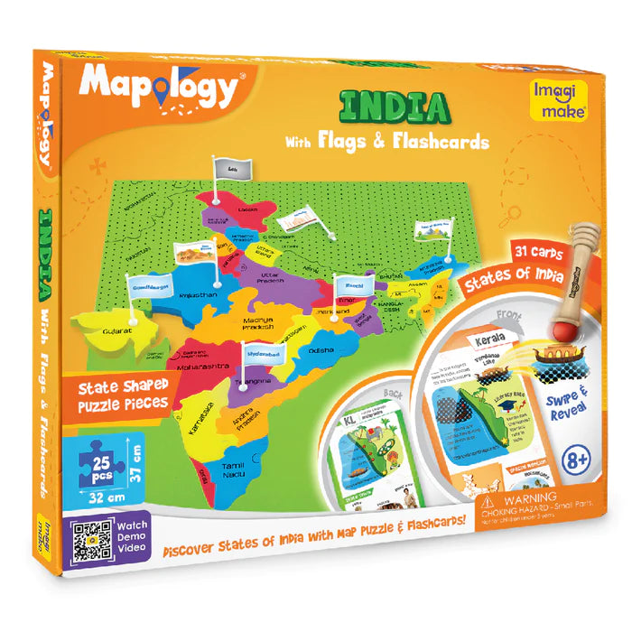 ImagiMake Mapology India Map with Flash Card - Multicolor