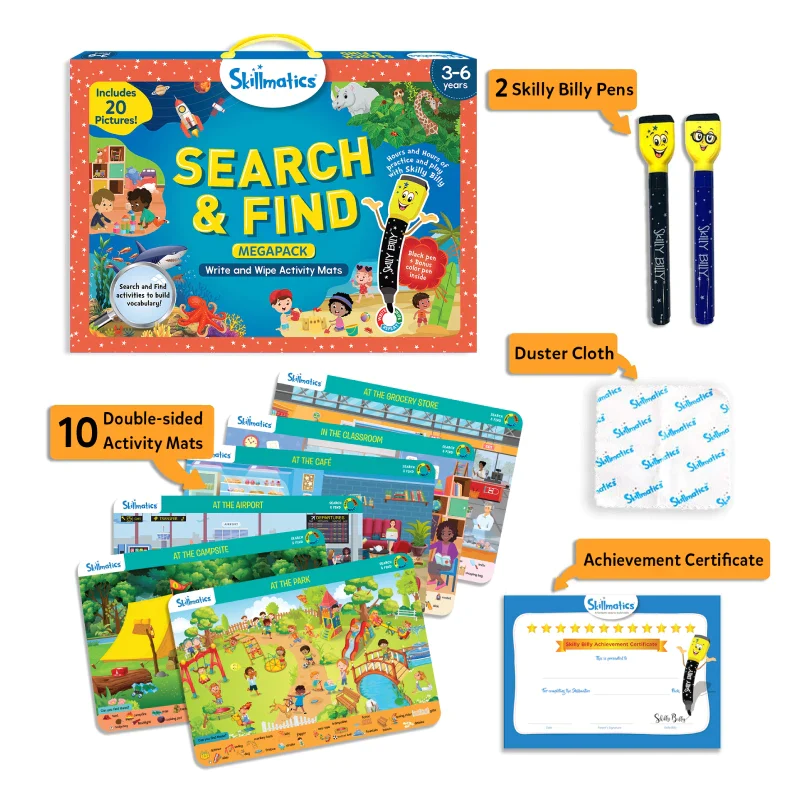 Skillmatics Search And Find Megapack, Activity Mats for kids