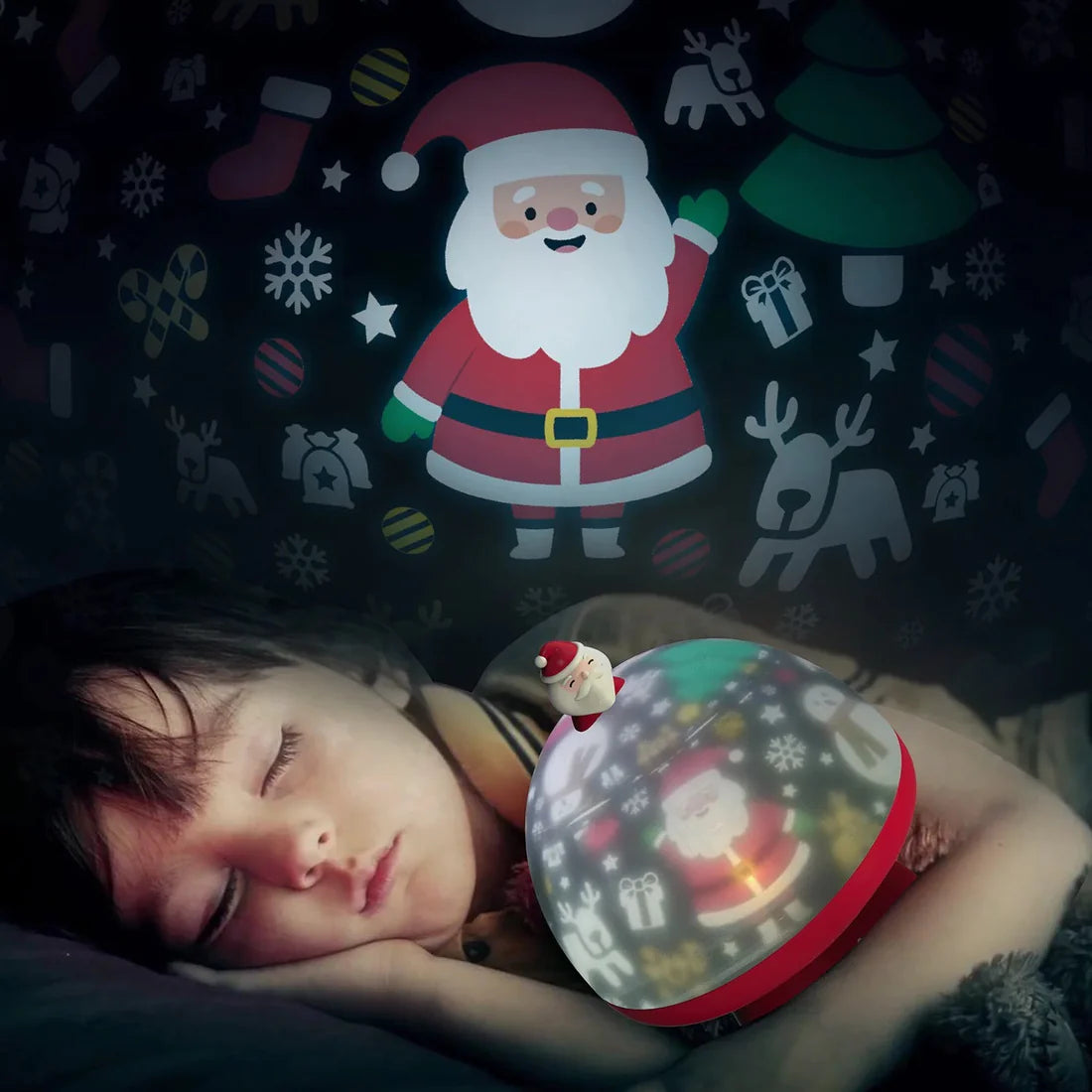 LED Night Light Christmas Projector Lamp USB Rechargeable Music Box Lamps for Kids - Color & Design May vary