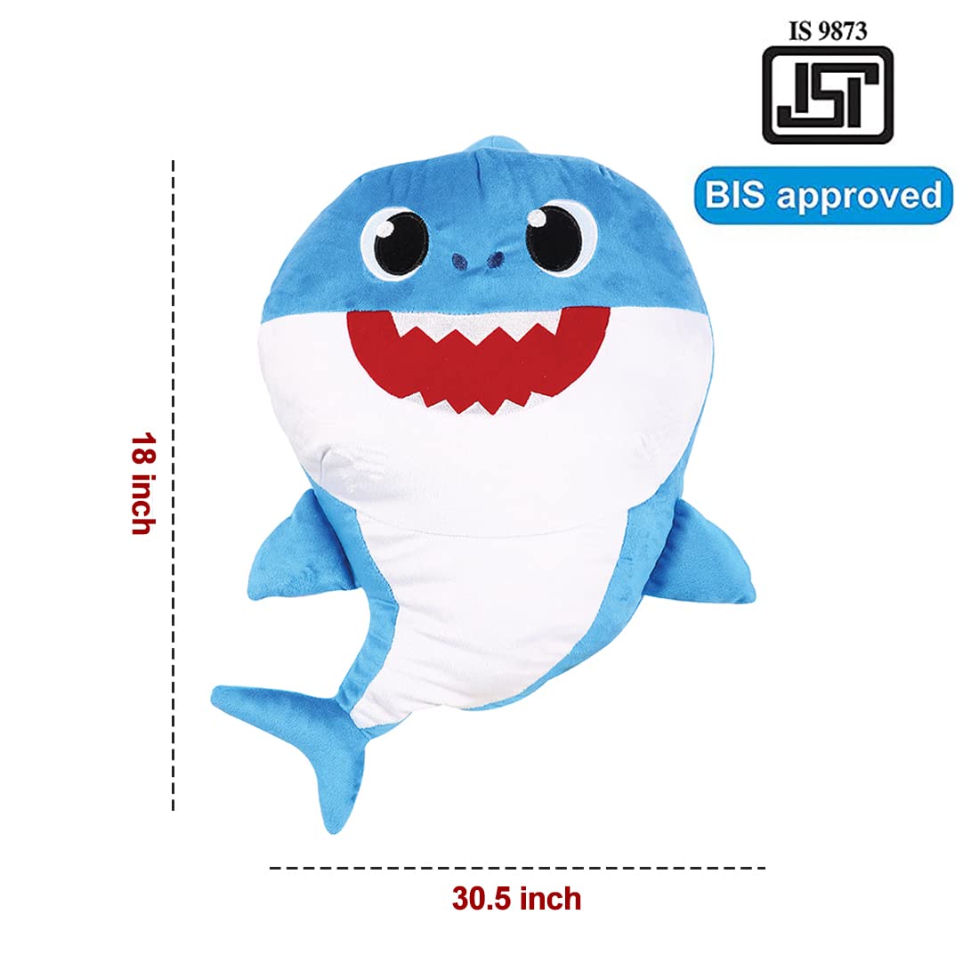 Baby Shark Plush Cuddle and Sing with Soft Toy 18 Inch Daddy Shark for The Kids - Blue