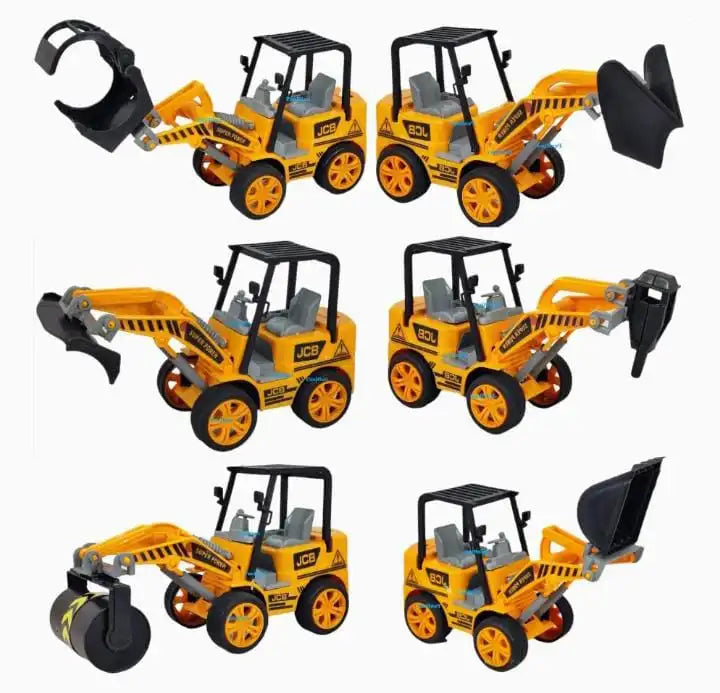 JCB Truck Toy - Pull Back Toys Vehicles Truck Toy, Friction Power Toy Trucks For Kids – Set Of 6 Pcs