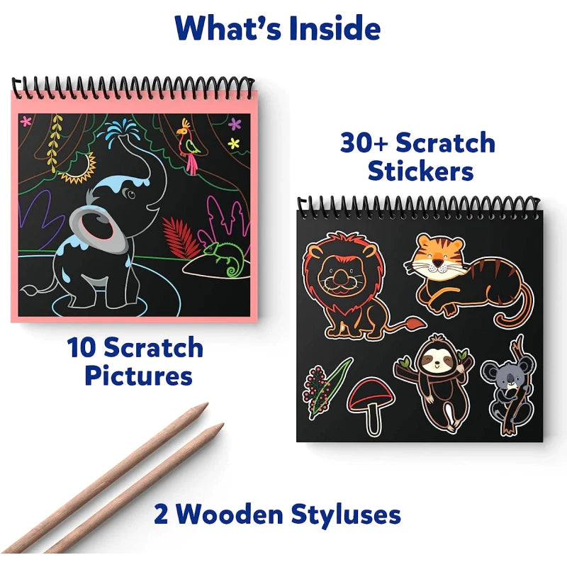 Skillmatics Magical Scratch Art Book: Amazing Animals | Multicolored