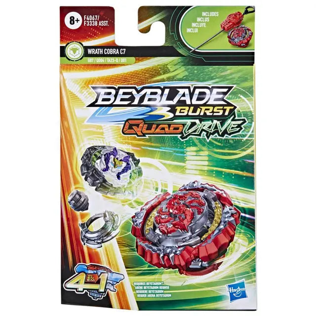 Beyblade Burst QuadDrive Wrath Cobra C7 Spinning Top Starter Pack -- Battling Game Top Toy with Launcher
