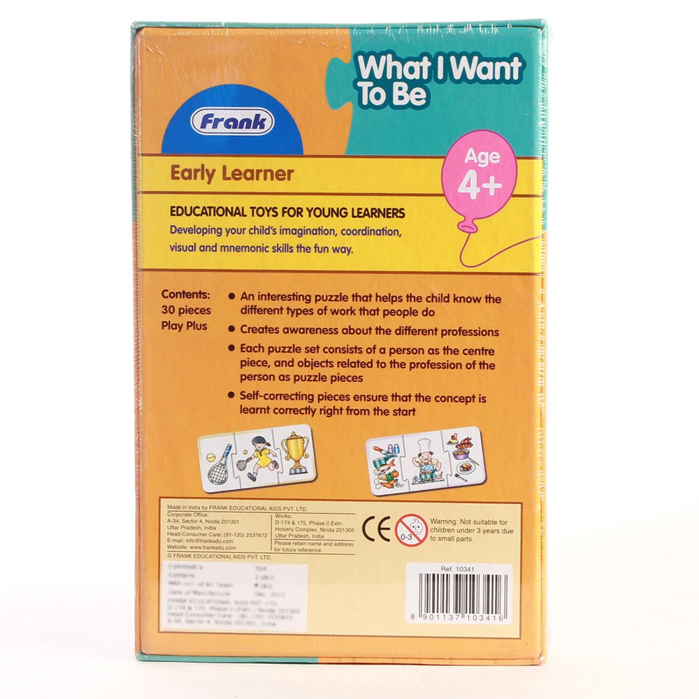 Frank What I Want to Be Puzzle – 30 Pieces, 10 Self-Correcting 3 Piece Puzzles - Early Learner Matching Puzzles for Kids - Multicolor