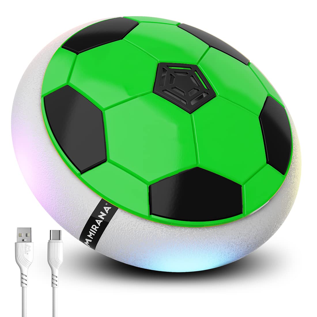 Mirana Air Football Neon Lite C-Type USB Rechargeable Hover Football Indoor Floating Hoverball Soccer - Color & Design May Vary