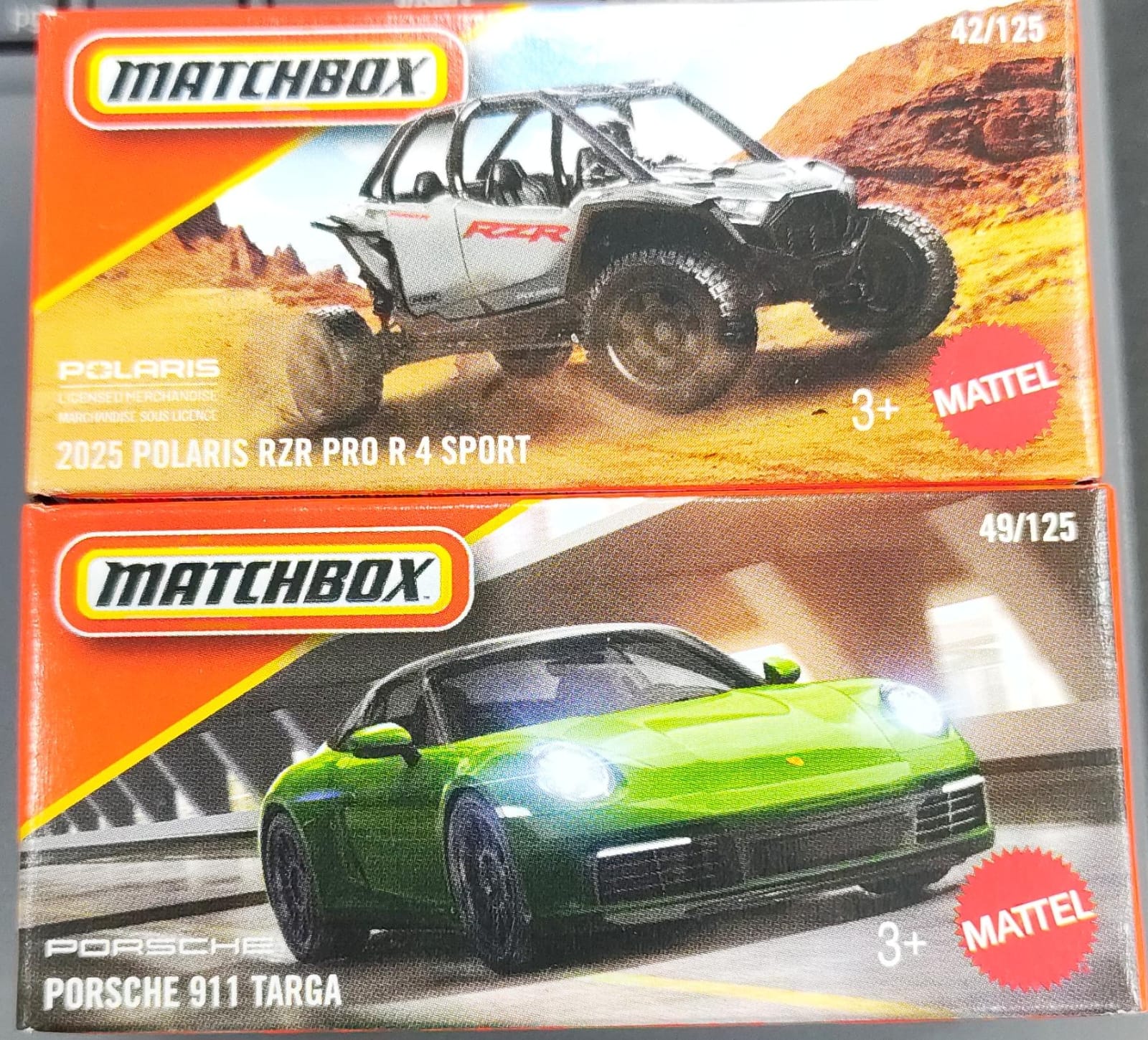 Matchbox Mainline - Combo Pack of 2 Cars - DNK70 - Porsche 911 Targa & 2025 Polaris RZR Pro R 4 Sport