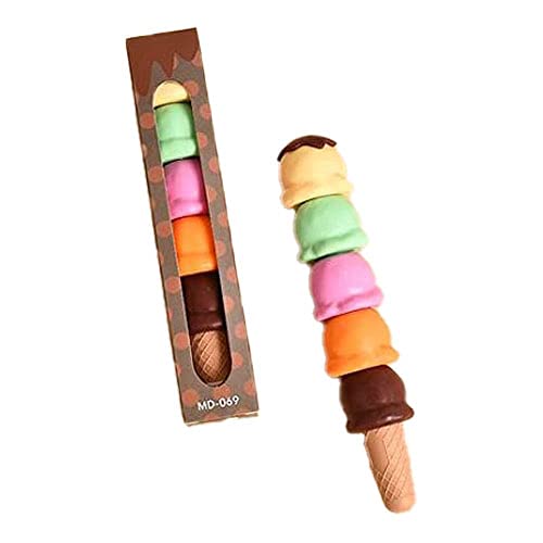 Ice-Cream Cone Shape Highlighter with Stack-able 5 Bright Colors | Fine Grip | Ideal for Kids - Pack of 2 Pcs
