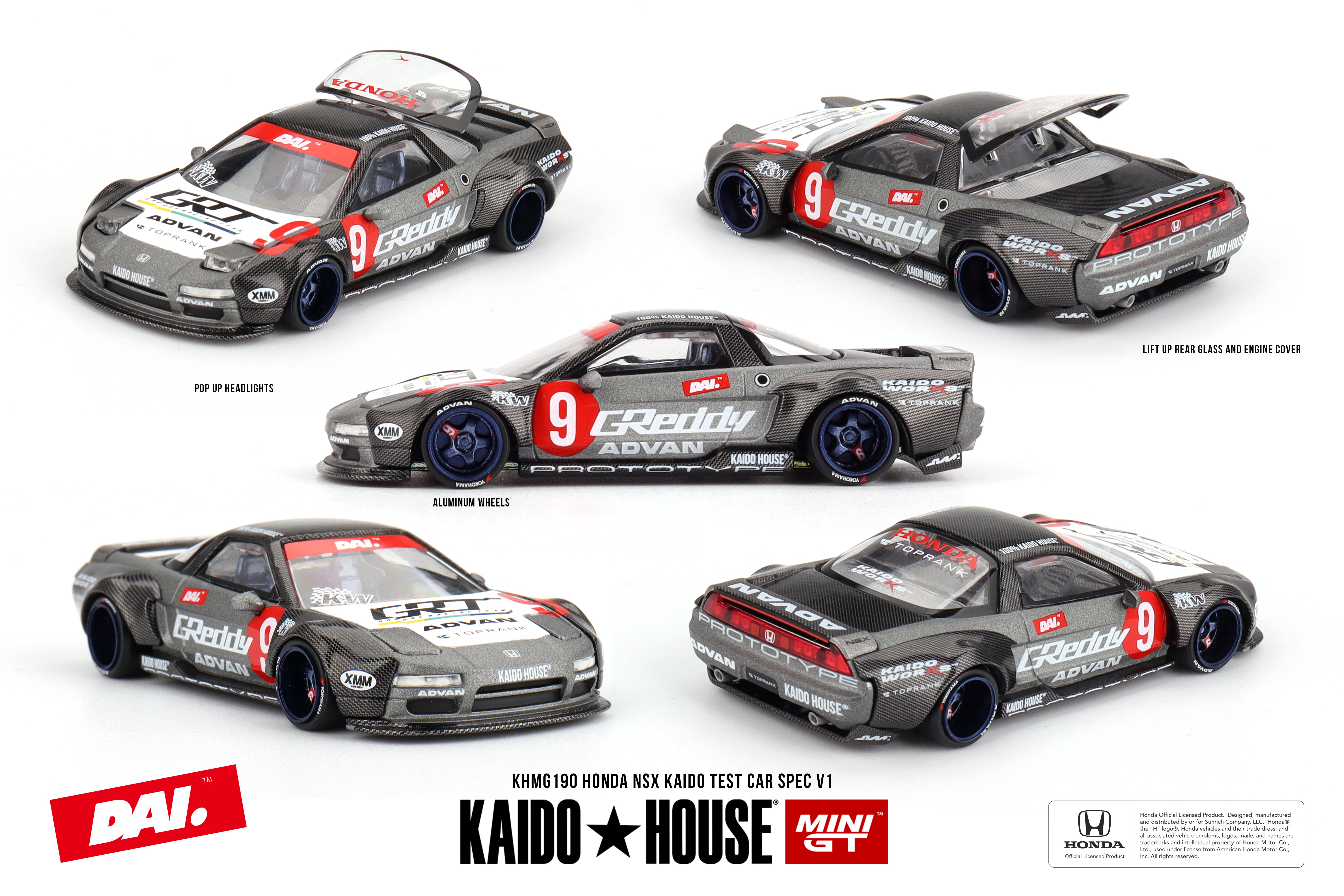 Mini GT Kaido House #KHMG190 Honda NSX Test Car Spec V1