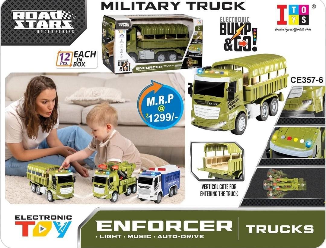 Itoys Military Truck Bump & Go | Light & Music