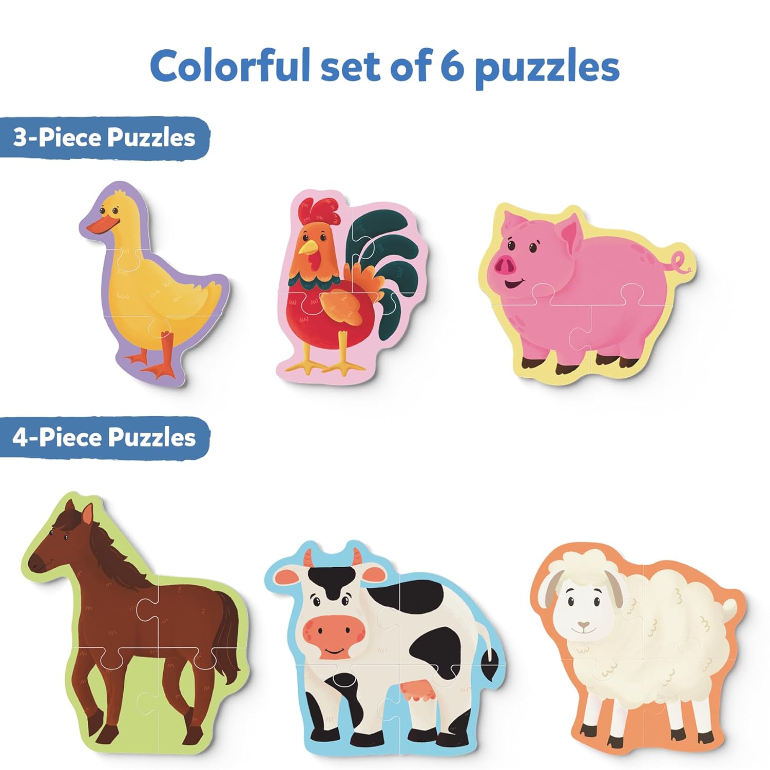 Skillmatics My First Puzzle Set - 21 Piece Farm Animal Jigsaw Puzzles, Educational Toddler Toy for Kids
