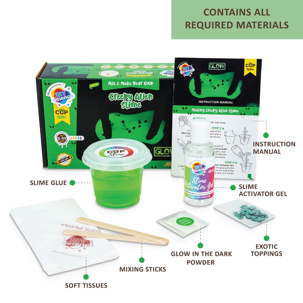 DIYScience DIY Science Glow In The Dark Green Alien Slime Kit - Multicolor