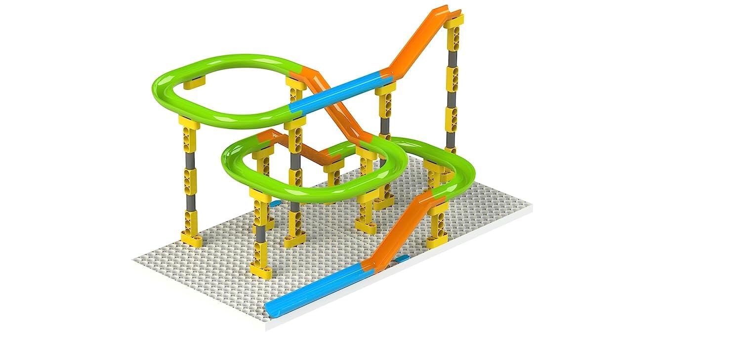 Blix Marble Run 1 Design & Build Your Own Track 118 pcs for Kids - Multicolor