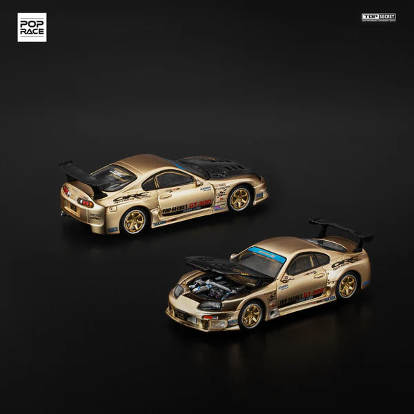 Pop Race Imported Edition - Top Secret GT300 Supra – Chrome Gold  - 1:64 Scale - PR640277