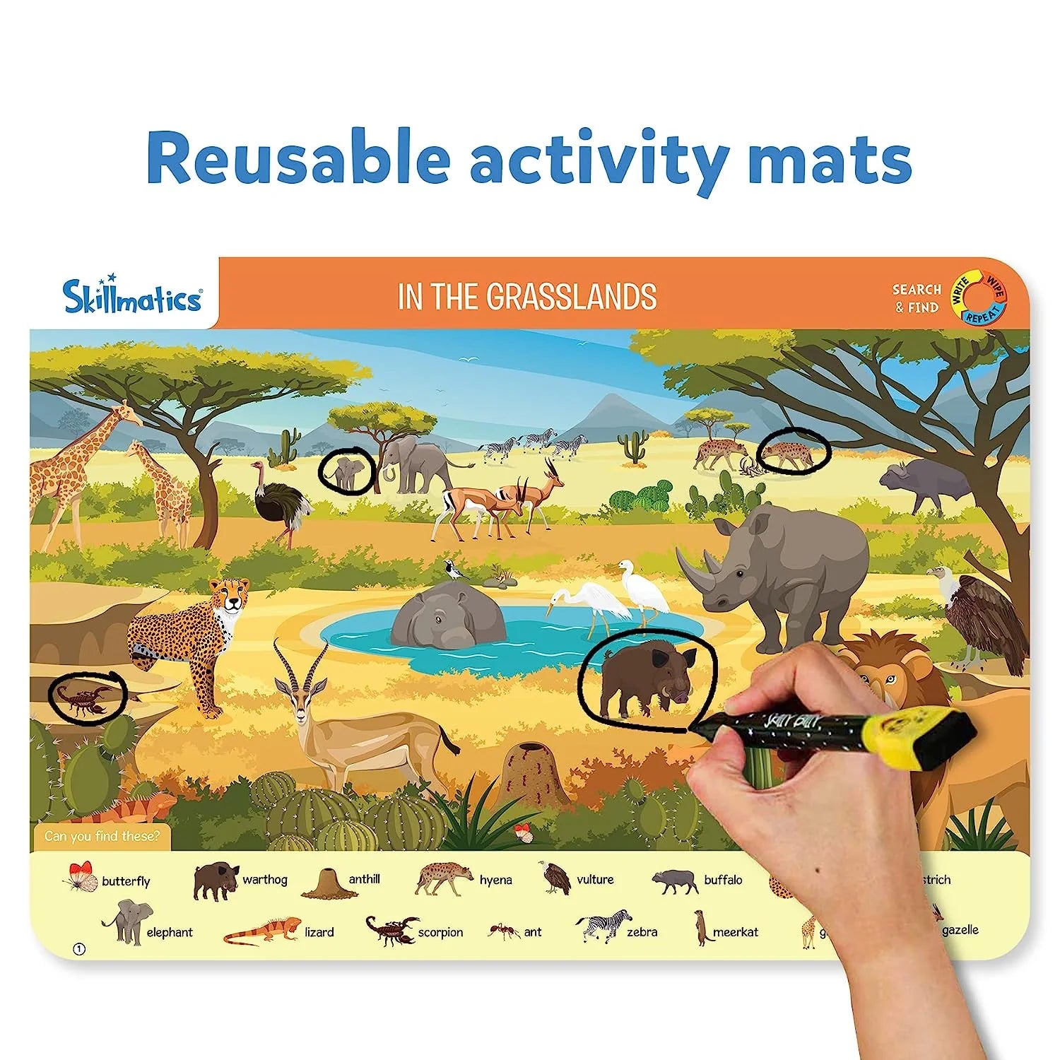 Skillmatics Search And Find Animals, Activity Mats for kids