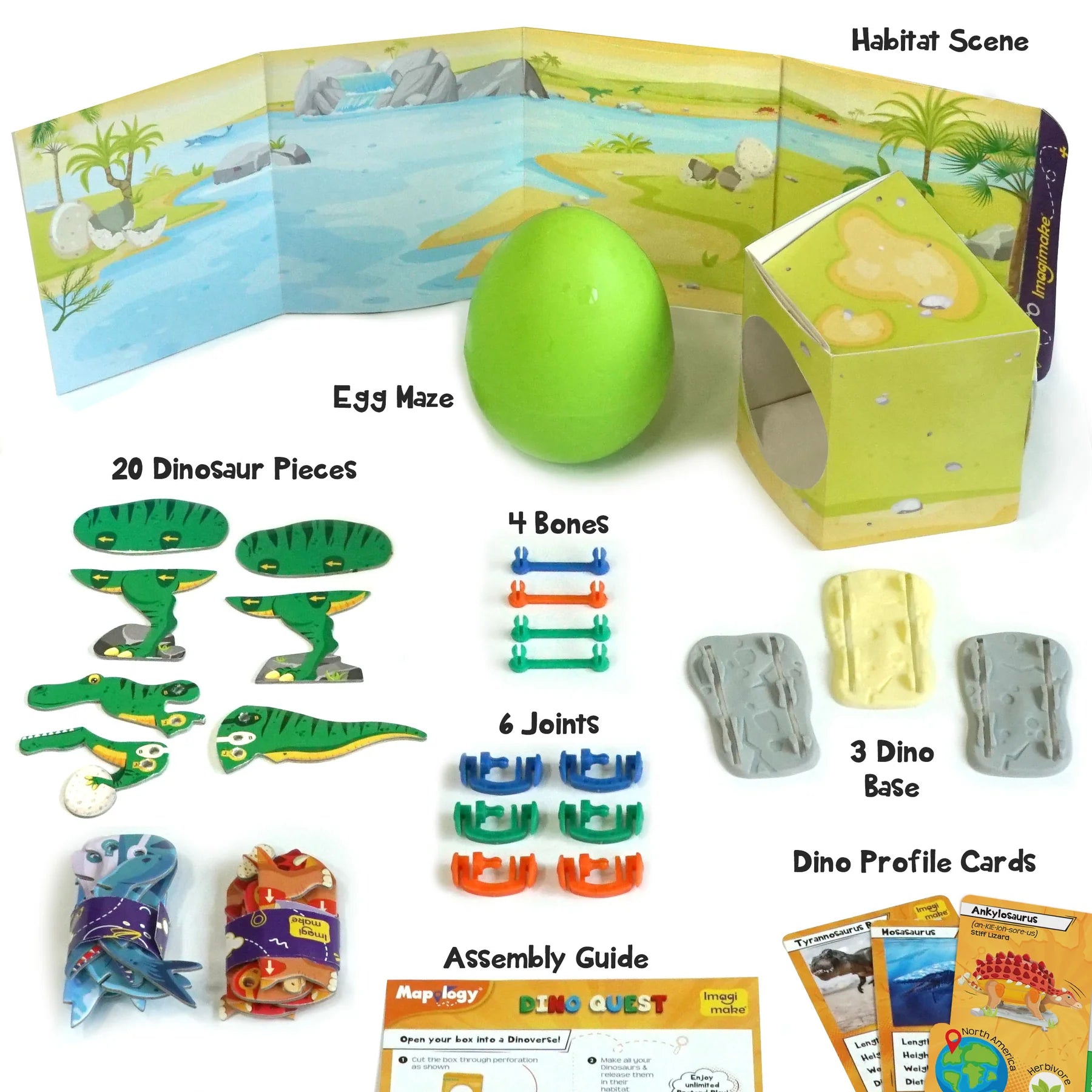 Imagimake Mapology Dino Quest - Tyrannosaurus rex, Mosasaurus and Ankylosaurus