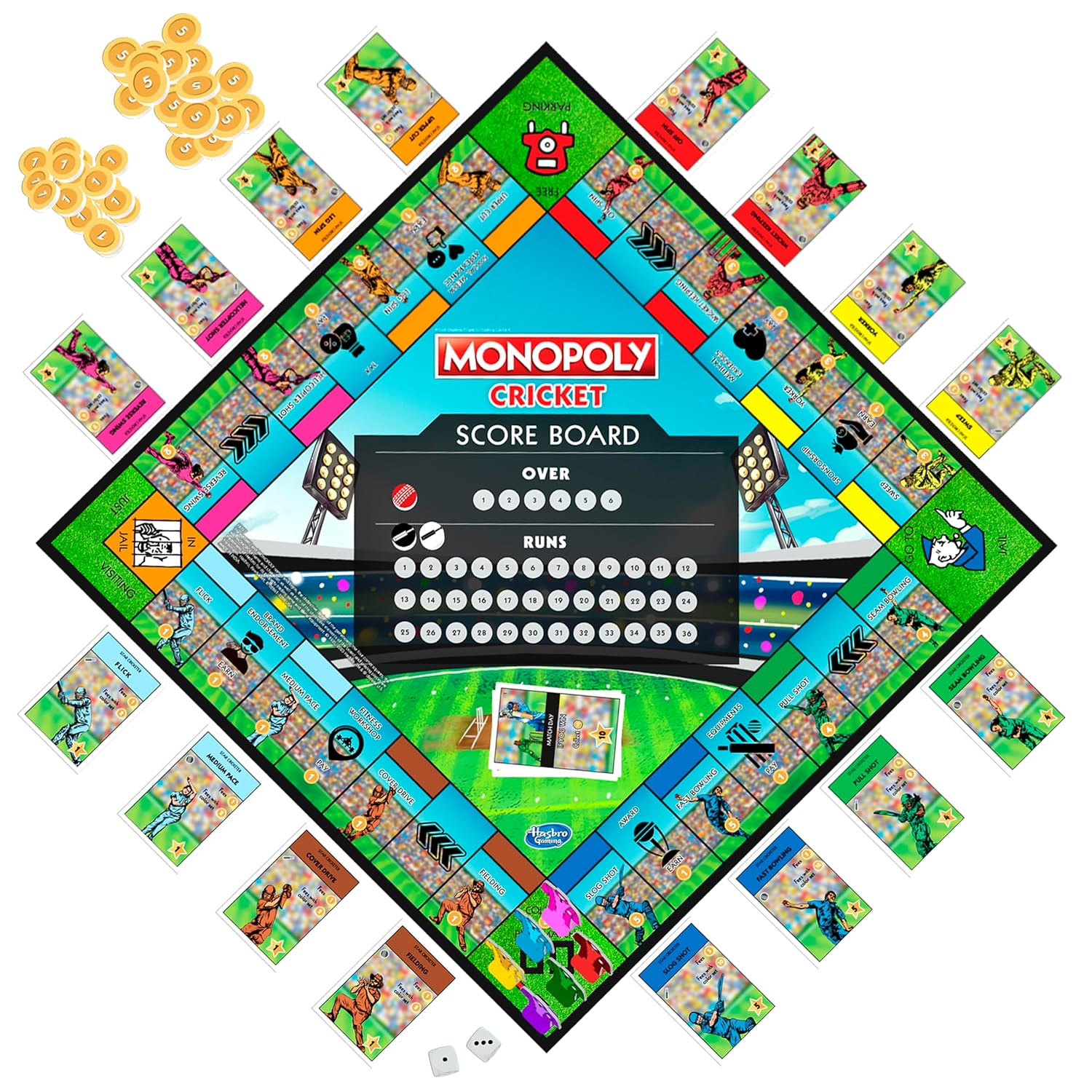 Monopoly Cricket Board Game for Kids Multicolor