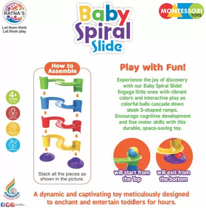 Ratnas Baby Spiral Slide Rainbow Roller Ball Drop | Multicolor