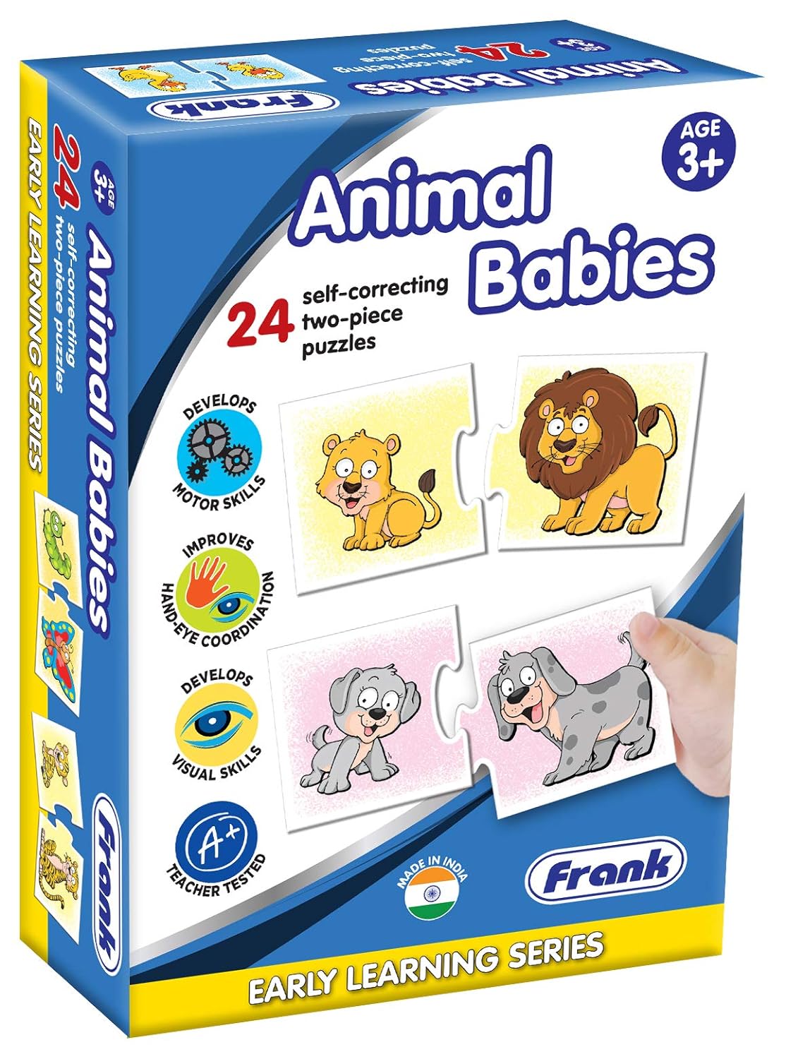 Frank | Animal Babies | 24 self-Correcting Two-Piece Puzzles | Early Learning Series – Fun and Challenging | Educational Toys and Games for kids - Multicolor