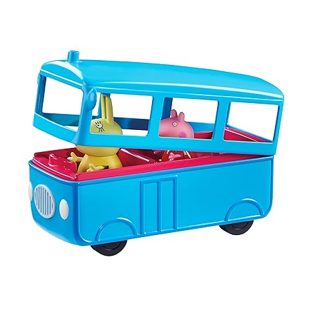 Planet Push Along School Bus with Peppa Pig and Mrs Rabbit Figures - Multicolor
