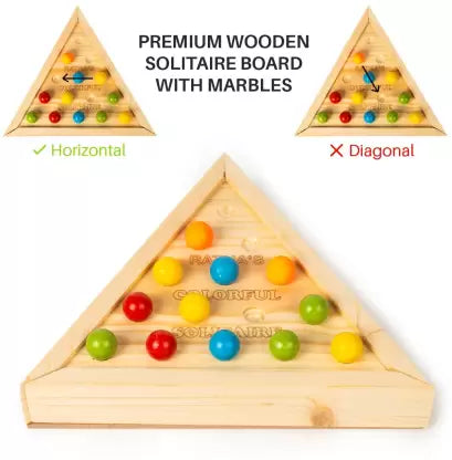 Ratnas Colourful Solitaire Wooden Board Colorful Marble Board Game - Multicolor