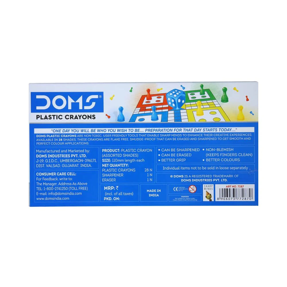 DOMS, Plastic Crayons | Set of 28 Crayons - Multi color - Pack of 3 Pcs