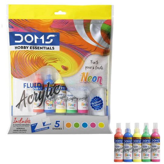 DOMS Neon Fluid Acrylic Painting Set - Multicolor - Pack of 1