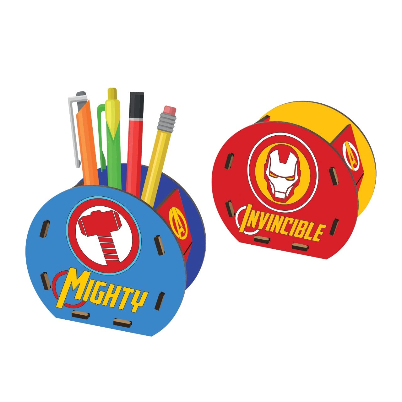 Ratna's Wooden Pen Stand Avengers | DIY Art & Craft Build and Paint Kit for Kids | Multicolor