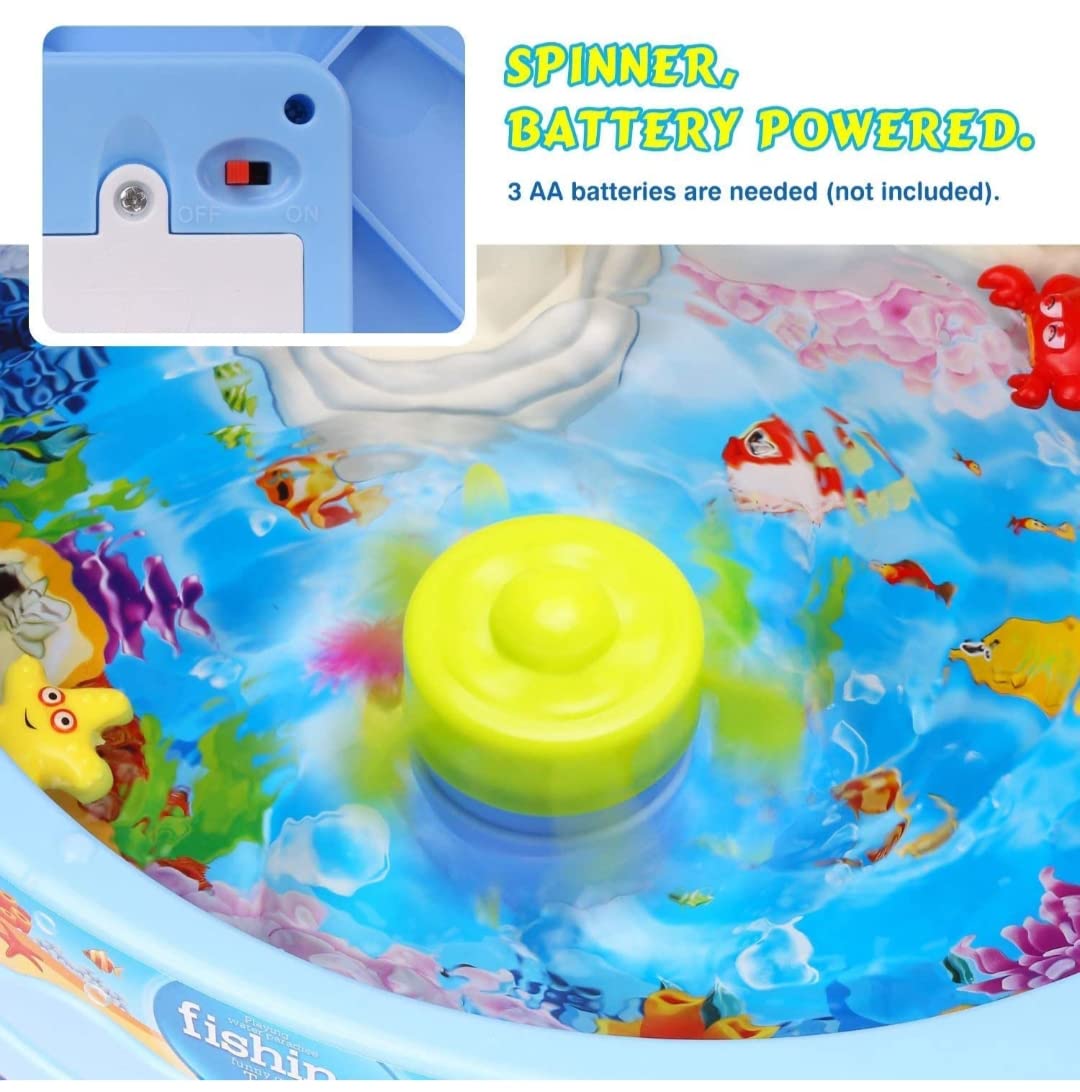 Water Paradise Fishing Game Set (Battery Operated) with Electric Rotation and Lights and Sounds for Kids Multicolor