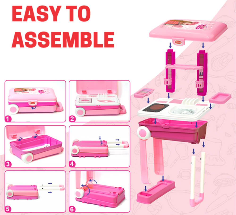 Chanak Kitchen Set Trolley | Little Chef Set | Kids Kitchen Playset | for Kids - Color & Design May Vary