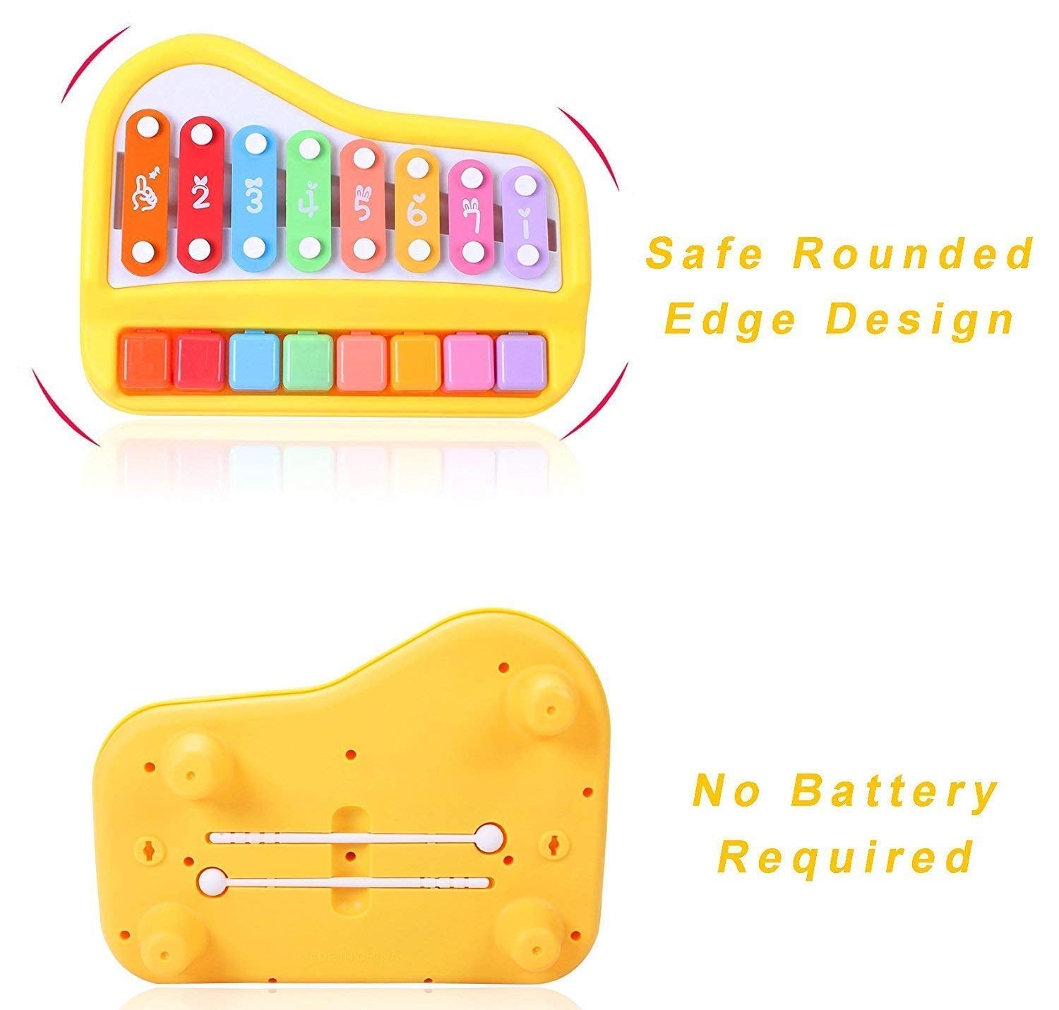 2 in 1 Musical Melody & Educational Piano Xylophone Musical Instruments with 8 Keys Big Size (Multicolor)