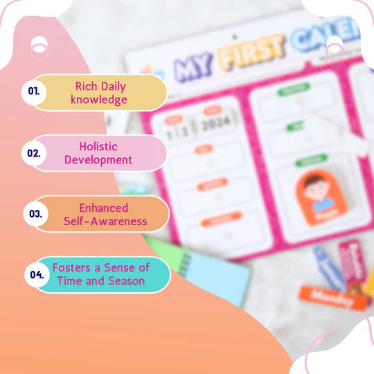 ilearnngrow Wall mounting Daily Activity Calender- 9 Concepts- Velcro Based - 80 Cutouts