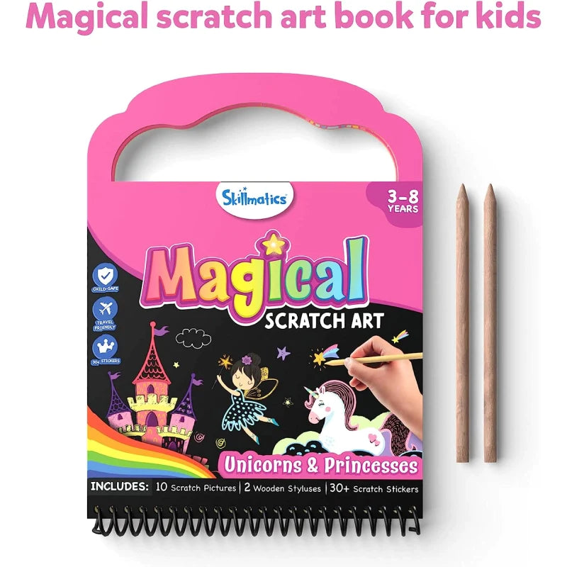 Skillmatics Magical Scratch Art Book: Unicorns & Princesses | Multicolor