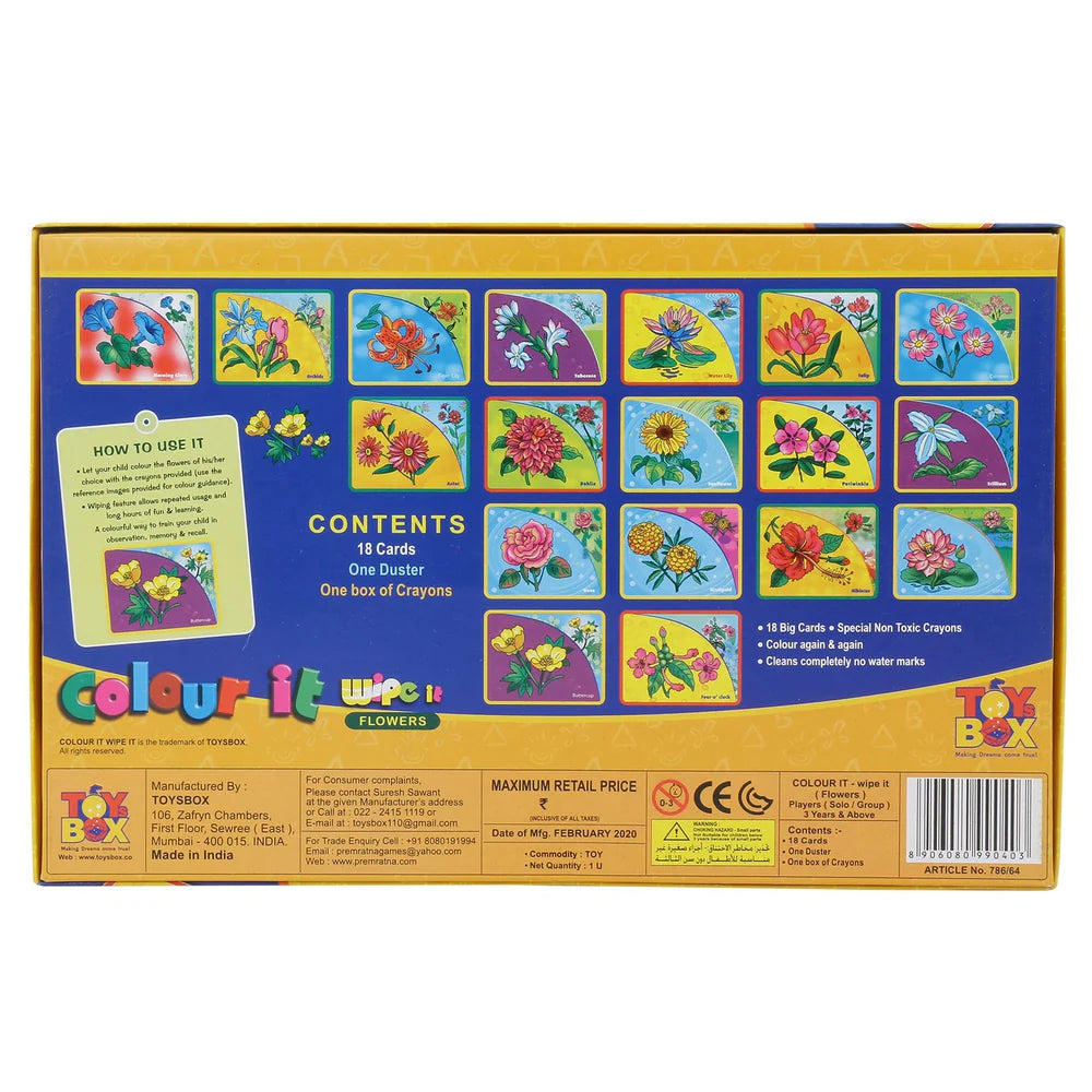 Toysbox Colour It - Wipe It - Flowers - Multicolor