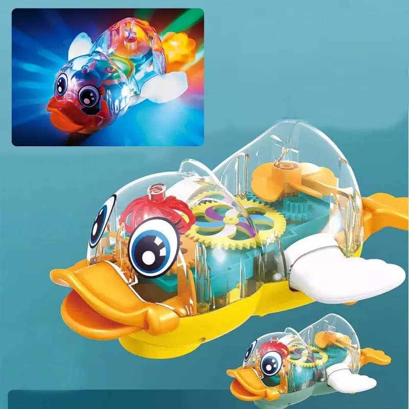 Battery Operated Transparent Gear Duck Car Vehicle Toy for Kids - Multicolor - Without Box