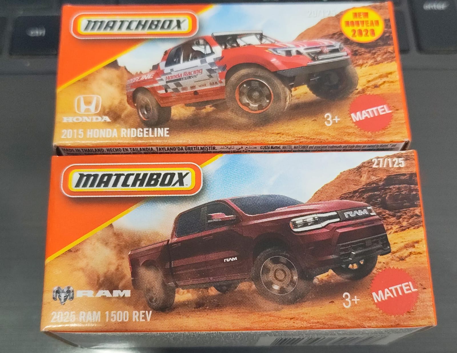 Matchbox Mainline - Combo Pack of 2 Cars - DNK70 - 2015 Honda Ridgline & 2025 Ram 1500 Rev